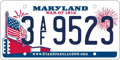 MD license plate 3AF9523