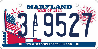 MD license plate 3AF9527
