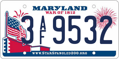 MD license plate 3AF9532