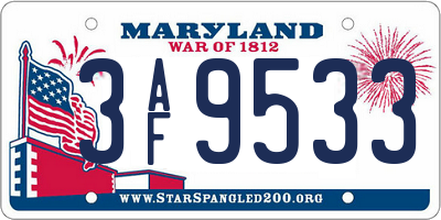 MD license plate 3AF9533