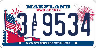 MD license plate 3AF9534
