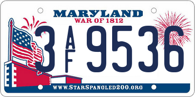 MD license plate 3AF9536