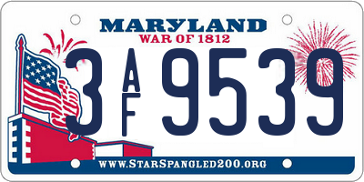 MD license plate 3AF9539