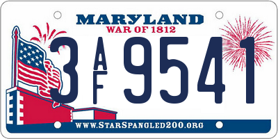 MD license plate 3AF9541
