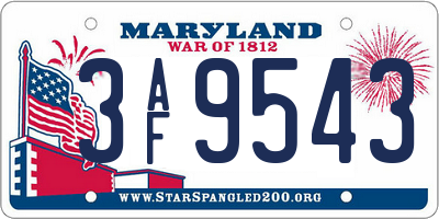MD license plate 3AF9543