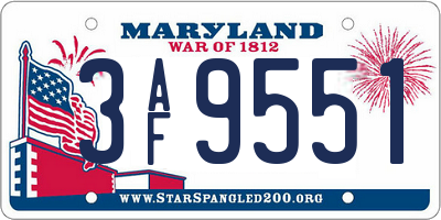 MD license plate 3AF9551