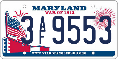 MD license plate 3AF9553