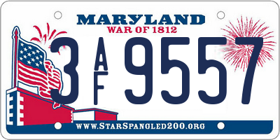 MD license plate 3AF9557