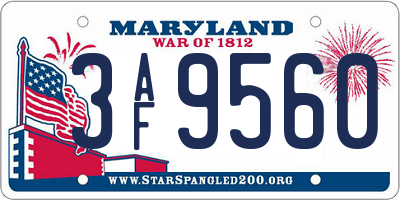 MD license plate 3AF9560
