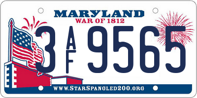MD license plate 3AF9565