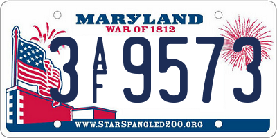 MD license plate 3AF9573