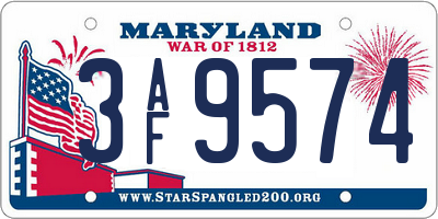 MD license plate 3AF9574