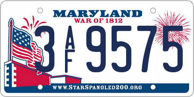 MD license plate 3AF9575