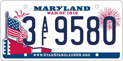 MD license plate 3AF9580
