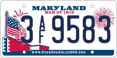 MD license plate 3AF9583