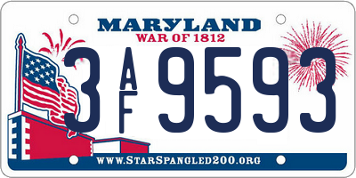 MD license plate 3AF9593