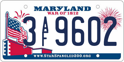 MD license plate 3AF9602