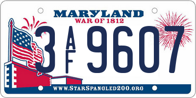 MD license plate 3AF9607