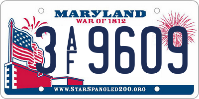 MD license plate 3AF9609