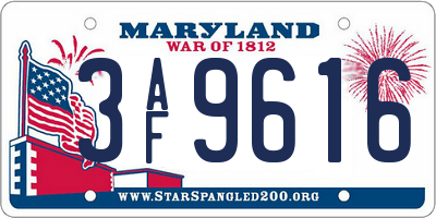 MD license plate 3AF9616