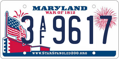 MD license plate 3AF9617