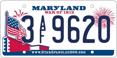MD license plate 3AF9620
