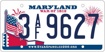MD license plate 3AF9627