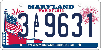 MD license plate 3AF9631