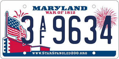 MD license plate 3AF9634