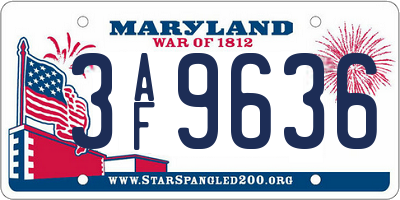 MD license plate 3AF9636