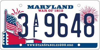 MD license plate 3AF9648
