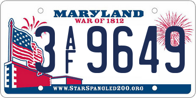 MD license plate 3AF9649