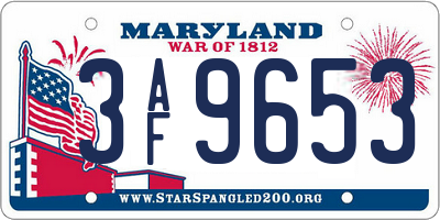 MD license plate 3AF9653