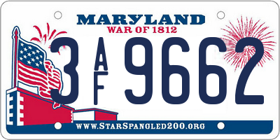 MD license plate 3AF9662
