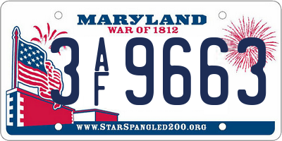 MD license plate 3AF9663