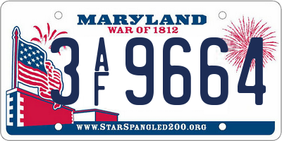 MD license plate 3AF9664