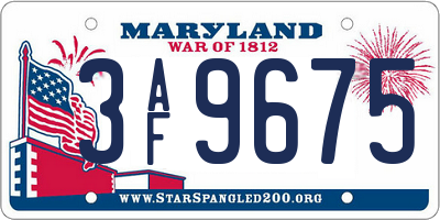 MD license plate 3AF9675