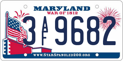 MD license plate 3AF9682