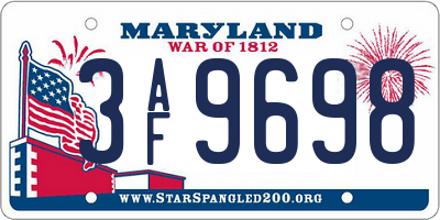 MD license plate 3AF9698