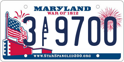 MD license plate 3AF9700