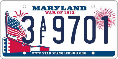 MD license plate 3AF9701