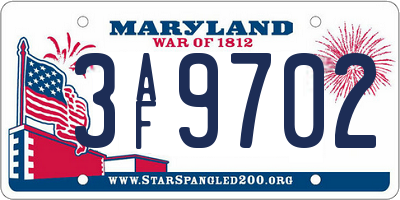 MD license plate 3AF9702