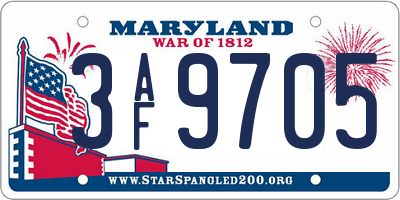 MD license plate 3AF9705