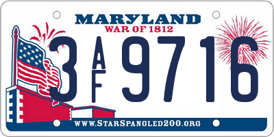 MD license plate 3AF9716