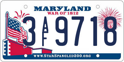 MD license plate 3AF9718