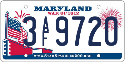 MD license plate 3AF9720