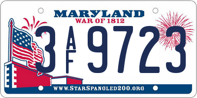MD license plate 3AF9723