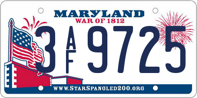 MD license plate 3AF9725