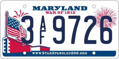 MD license plate 3AF9726