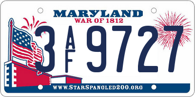 MD license plate 3AF9727